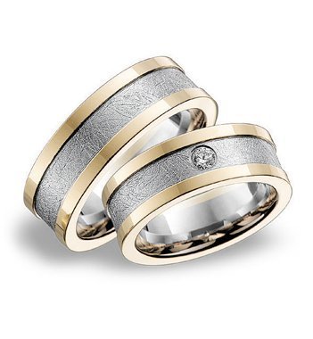 Wedding rings of 14K grass and platinum with Breuning diamonds 001450
