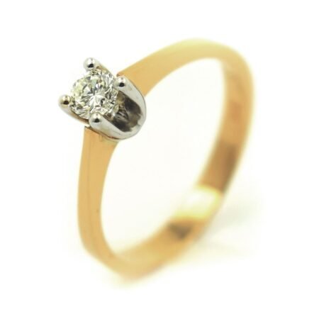 18k Plate and Pink Gold Ring with RD10003 Diamond