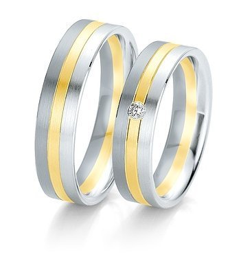 Wedding wedges of 14K yellow white and gray gold with Breuning diamond 061250