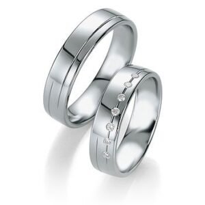 Platinum wedding rings with Breuning diamonds 090860