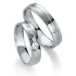 Platinum wedding rings with Breuning diamonds 090880