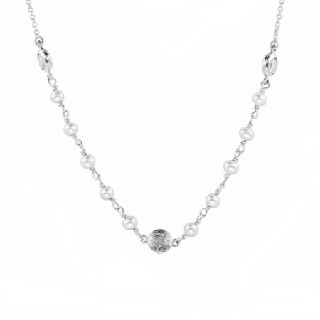 14k chicken necklace with zircon and pearl