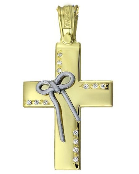 Cross 14K gold and platinum with Zircon Triantos 2602