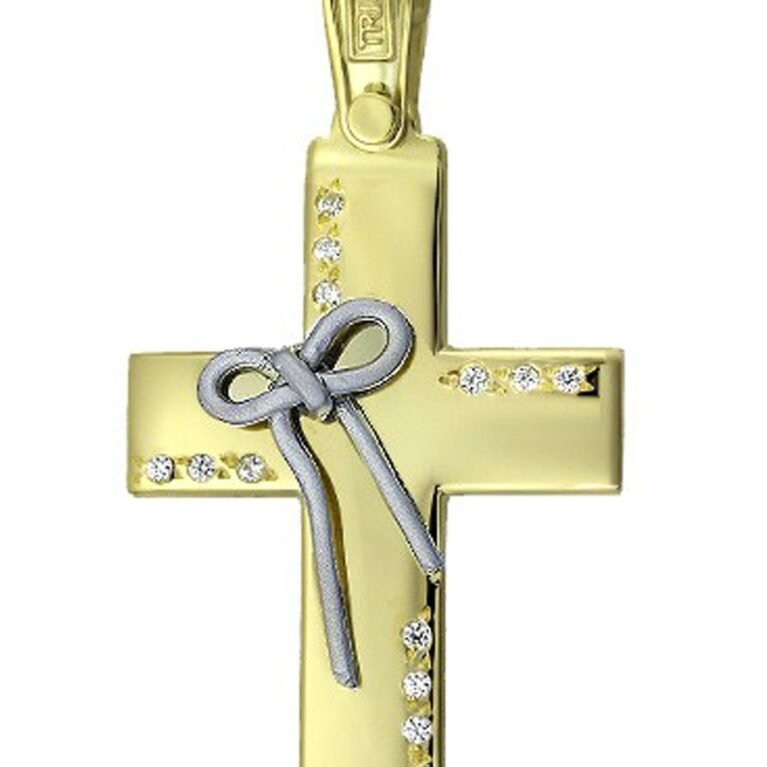 Cross 14K gold and platinum with Zircon Triantos 2602