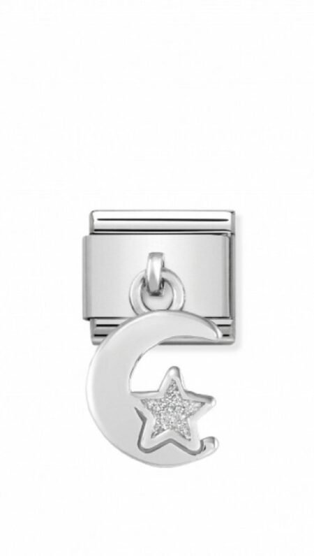 Nomination Composable Link Κρεμαστό Μισοφέγγαρο & Αστέρι με Γκλίτερ 331805 05