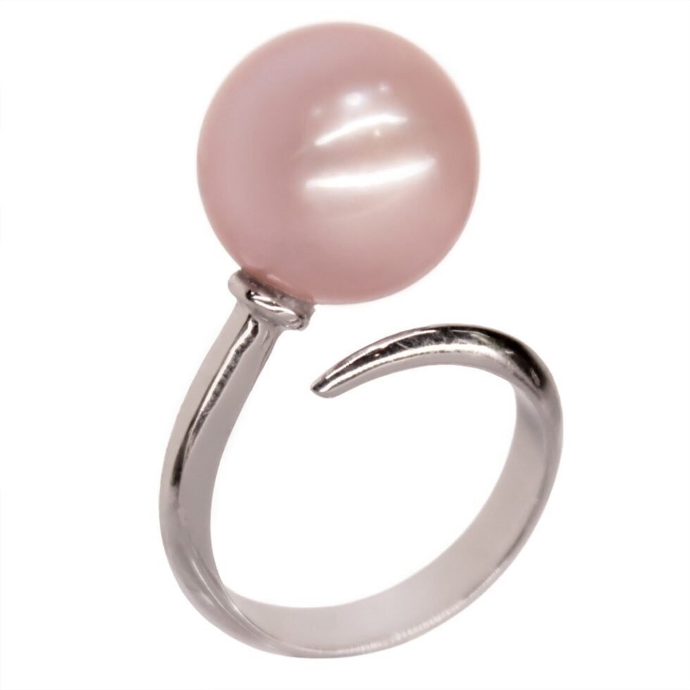 18k platinum ring with freshwater pearl r20005