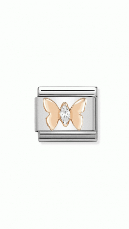 Nomination Composable Link Πεταλούδα ροζ χρυσό 9Κ 430305 19
