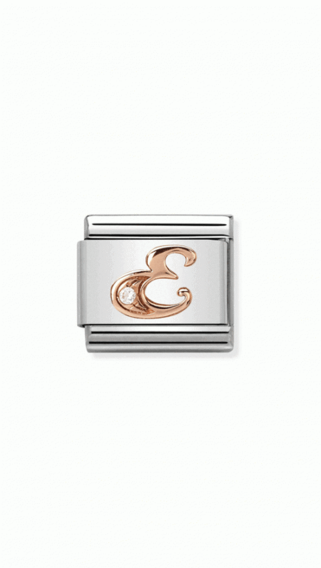 Nomination Composable Link ροζ χρυσό 9Κ με το γραμμα E 430310 05