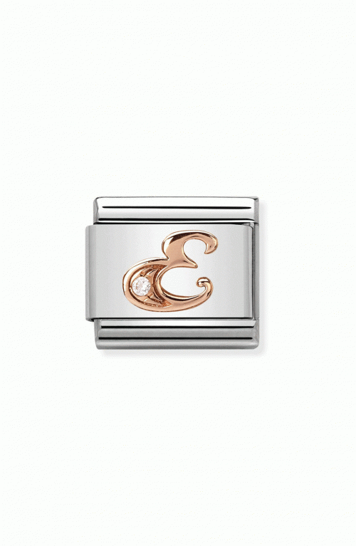 Nomination Composable Link ροζ χρυσό 9Κ με το γραμμα E 430310 05