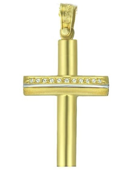 Cross 14K gold and platinum with Zircon Triantos 2612