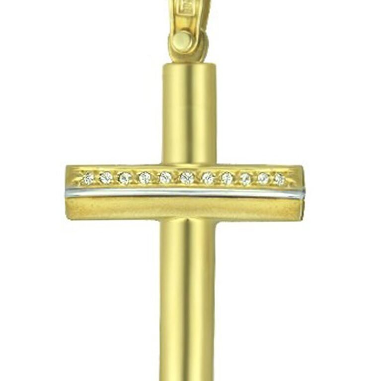 Cross 14K gold and platinum with Zircon Triantos 2612