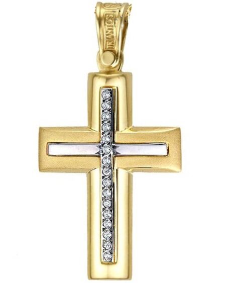Cross 14K gold and platinum with Zircon Triantos 2608