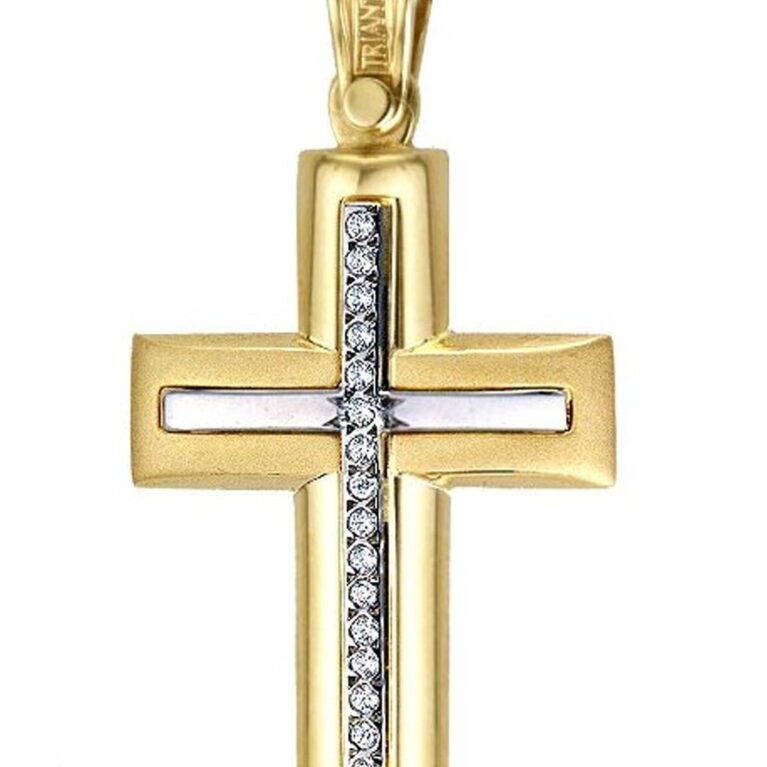 Cross 14K gold and platinum with Zircon Triantos 2608