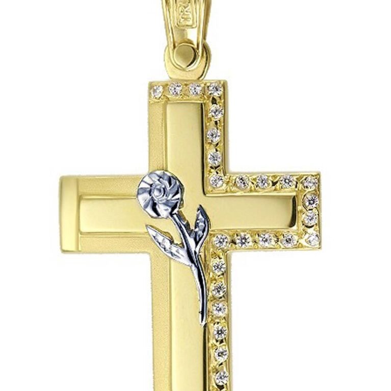 Cross 14K gold and platinum with Zircon Triantos 2494