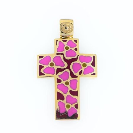 14K gold cross with enamel 5328