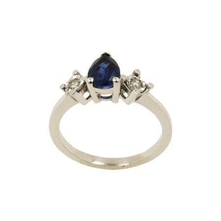 18k Plate Ring with Sapphire and Diamonds 6776