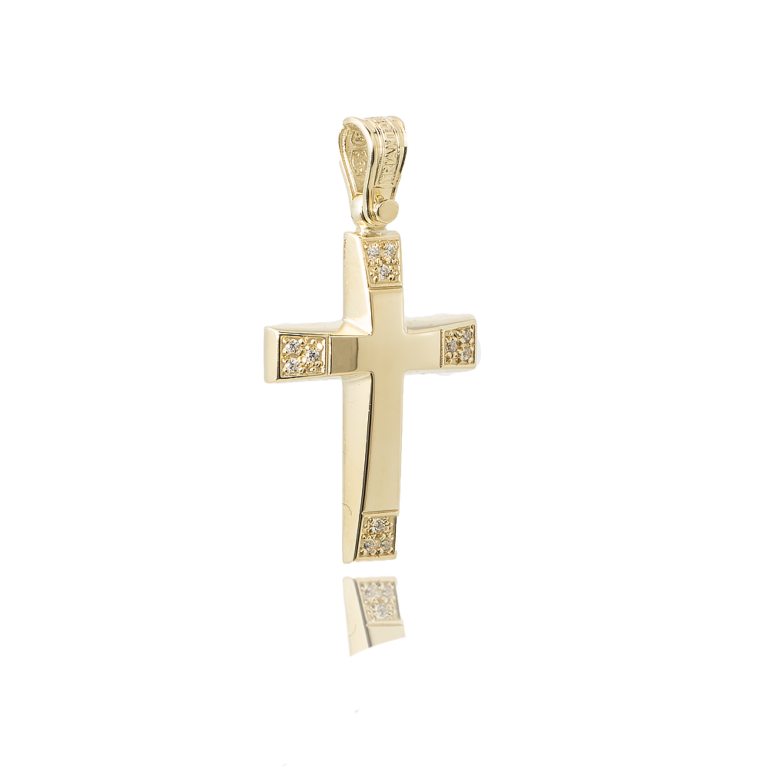 Cross 14k Gold with Zircon Triantos 7716