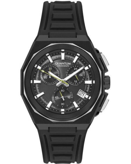 QUANTUM Powertech Chronograph Black Silicone Strap PWG1078.651