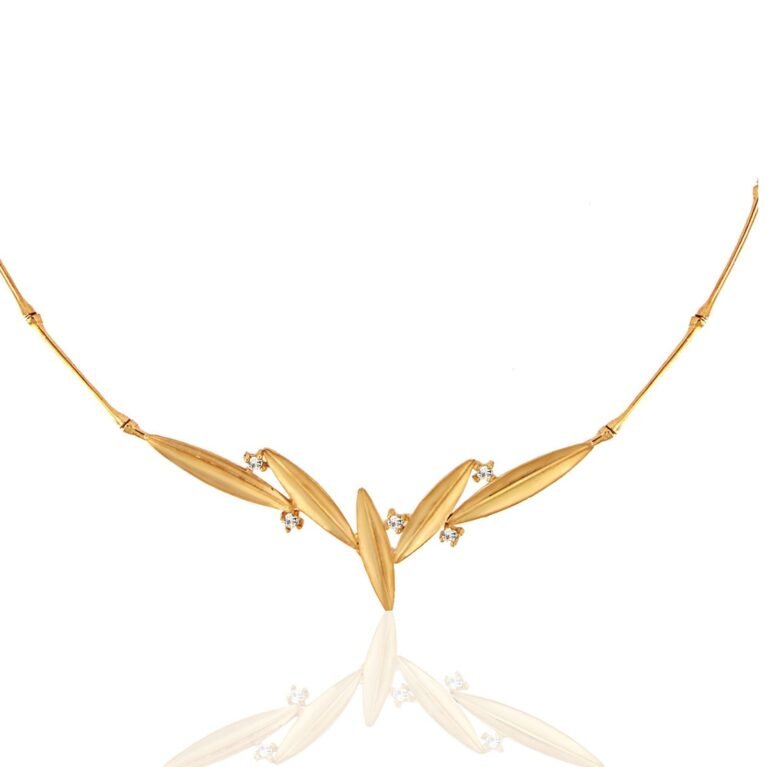 14k gold necklace with zircon v11029