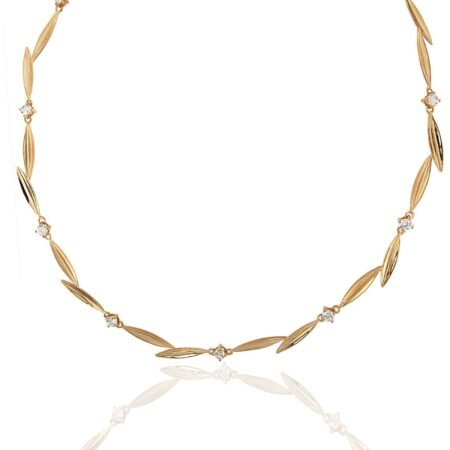 14k gold necklace with zircon v11030