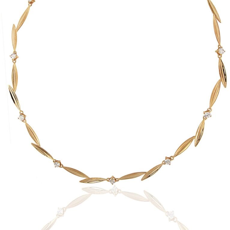 14k gold necklace with zircon v11030