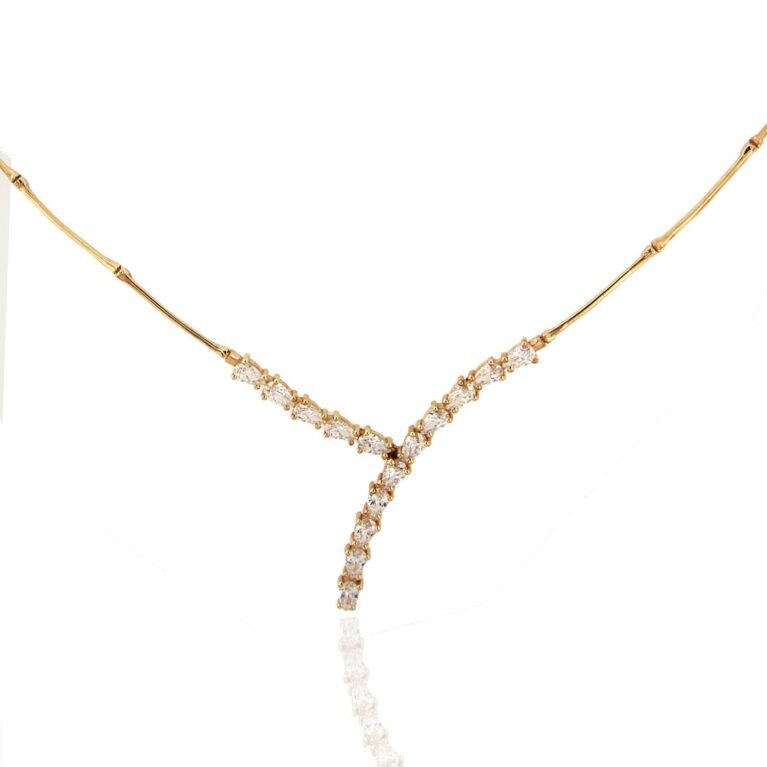 14k gold necklace with zircon v11031
