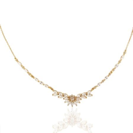 14k gold necklace with zircon v11032