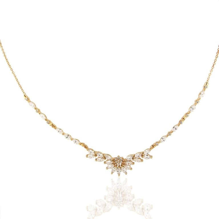 14k gold necklace with zircon v11032