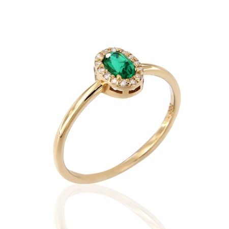 18k rings with emerald and diamonds v11042