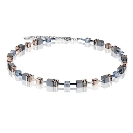 Coeur de Lion Κολιέ GeoCUBE Ice Μπλε Grey