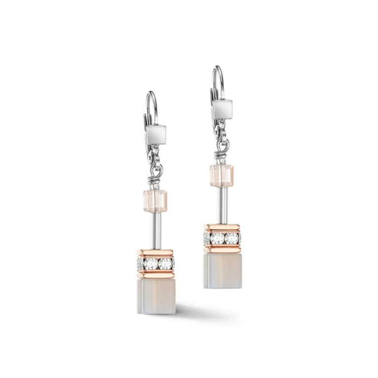 Coeur de Lion GeoCUBE Iconic Precious Drop Earrings Rose Gold Peach