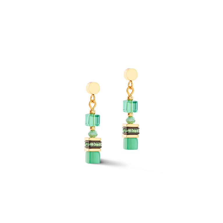 Coeur de Lion Mini Cubes Drop Earrings Green