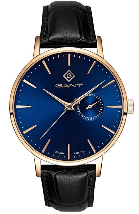 GANT Park Hill III Gold Black Leather Strap