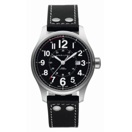 Hamilton KHAKI Field Officer Aytomatic Black Leather Strap H70615733