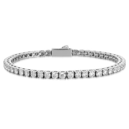 John Richmond Βραχιόλι Tennis 19 cm Ασημί IP με Λευκό Πέτρες