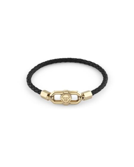 Philipp Plein Plein Edge Leather Bracelet Gold (L)