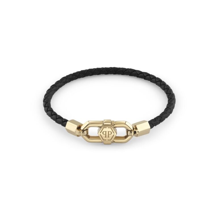 Philipp Plein Plein Edge Leather Bracelet Gold (L)