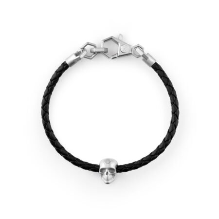 Philipp Plein Linked Leather Bracelet Silver