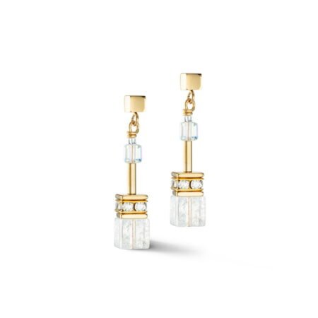 Coeur de Lion GeoCUBE Iconic Nature Earrings Gold White