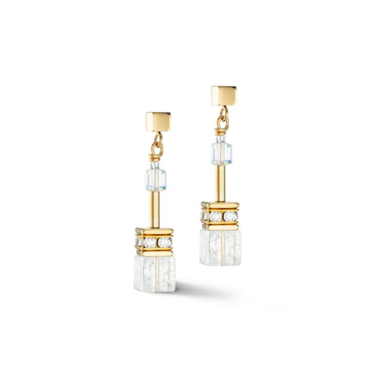 Coeur de Lion GeoCUBE Iconic Nature Earrings Gold White