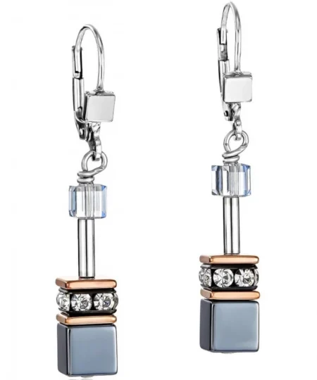 Coeur de Lion GeoCUBE Drop Earrings Ice Blue