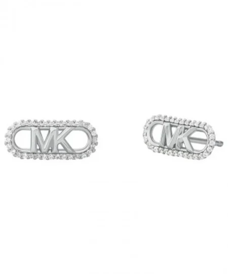 Michael Kors Premium Kors MK Pavé Empire Link Stud Earrings Silver