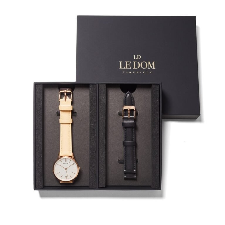 LEDOM Classic Beige Leather Strap Gift Set