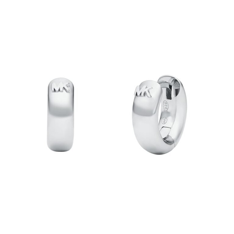 Michael Kors Kors MK Clean Metal Huggie Earrings Silver