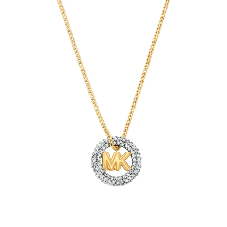 Michael Kors Premium Kors MK Pavé Logo Pendant Necklace Two-Tone
