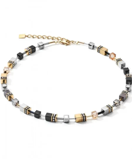 Coeur de Lion GeoCUBE Necklace Grey Gold